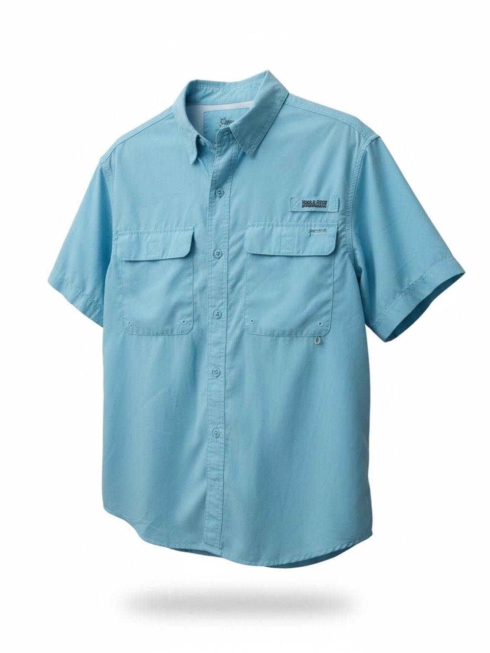 World Wide Sportsman  Men's Short-Sleeve Light Blue Fishing Shirt Size Large